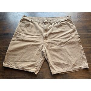 Wrangler Carpenter Shorts Mens Tan Canvas Utility Workwear Relaxed 44